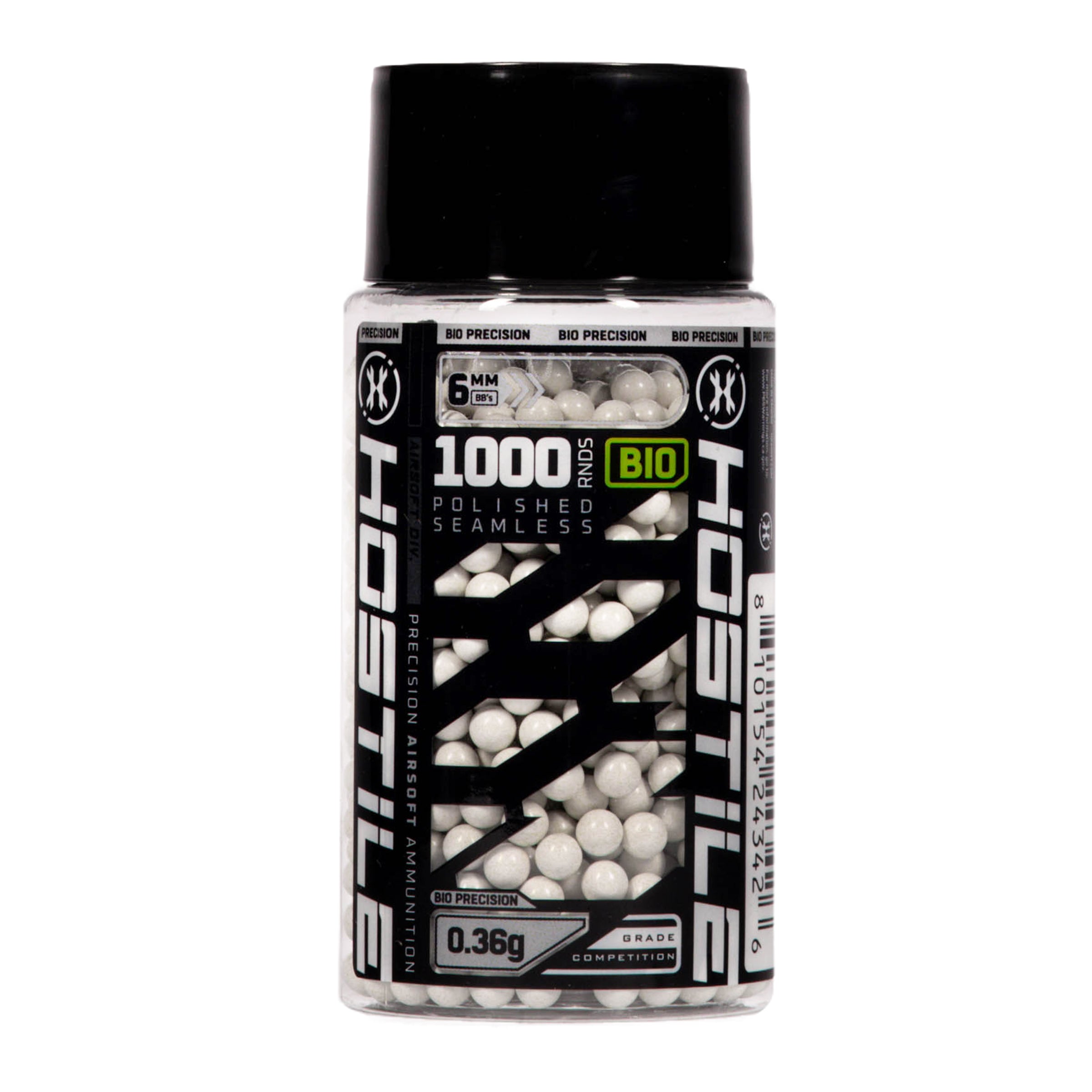 Hostile Airsoft Biodegradable .36g BB's - 1000ct - White | HK Army