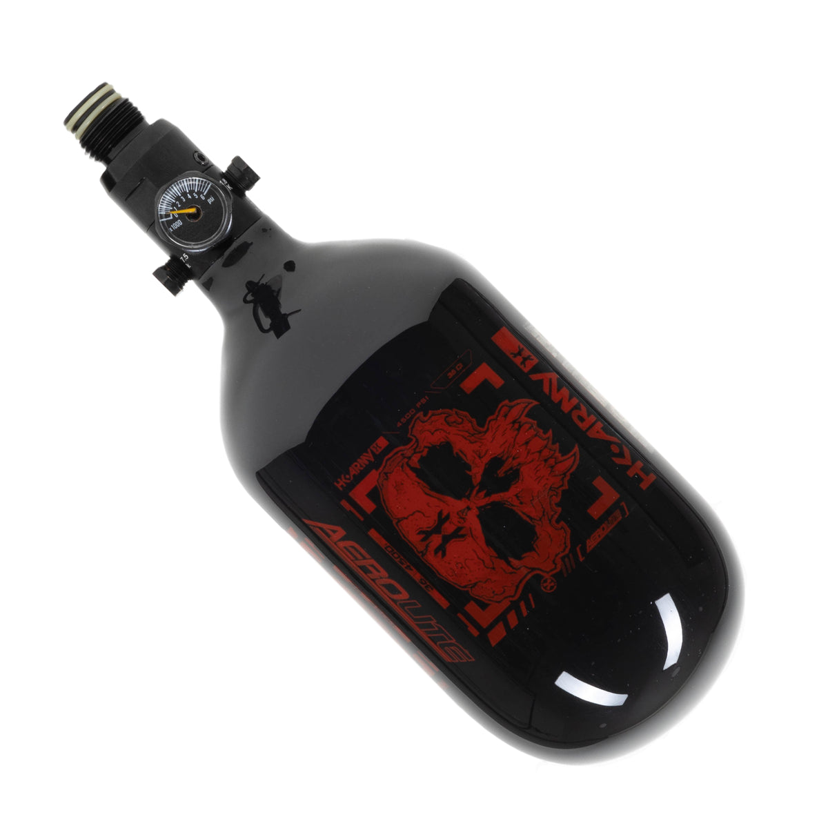 36ci / 4500psi Extra Lite Carbon Fiber Tank - Standard Reg - Doom Black/Red