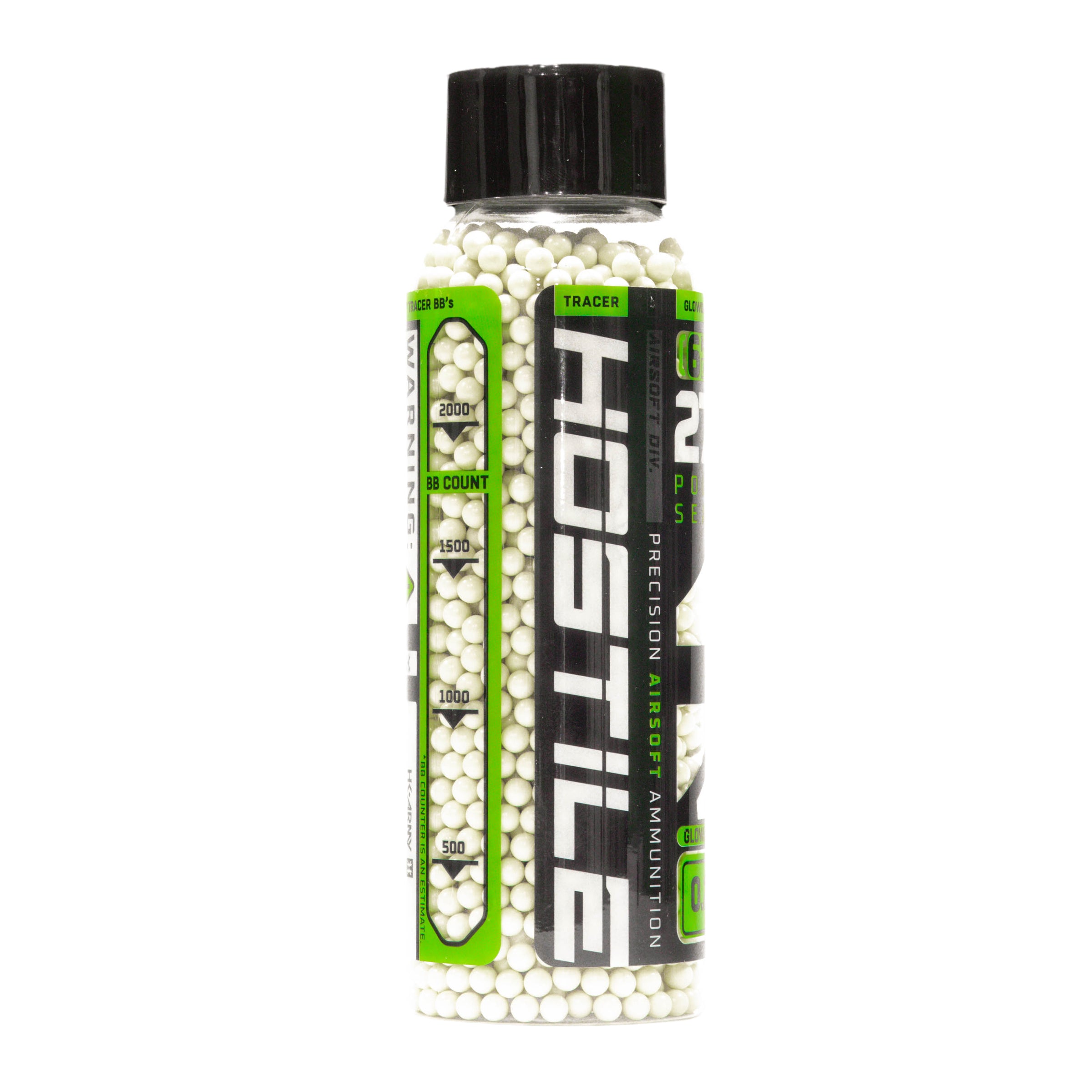Billes Airsoft VORSK Tracer Vertes 0,25g 6mm – La Bouteille De 2000 Billes Traçantes Pour Vos Parties De Nuit !