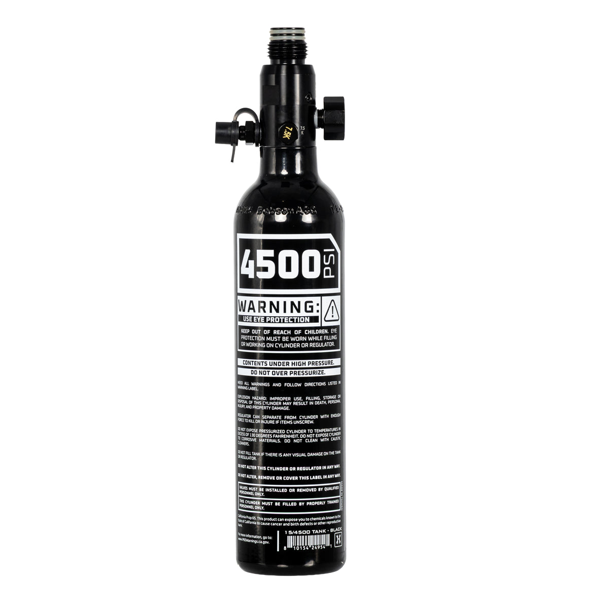 15ci / 4500psi Aluminum Compressed Air Tank - Black