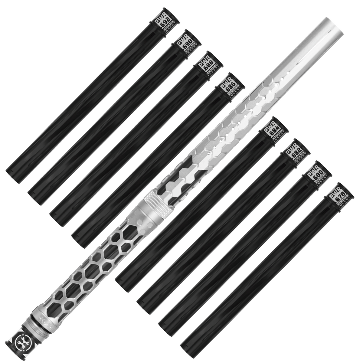 Hex PWR Barrel Kit - Silver - Black Inserts