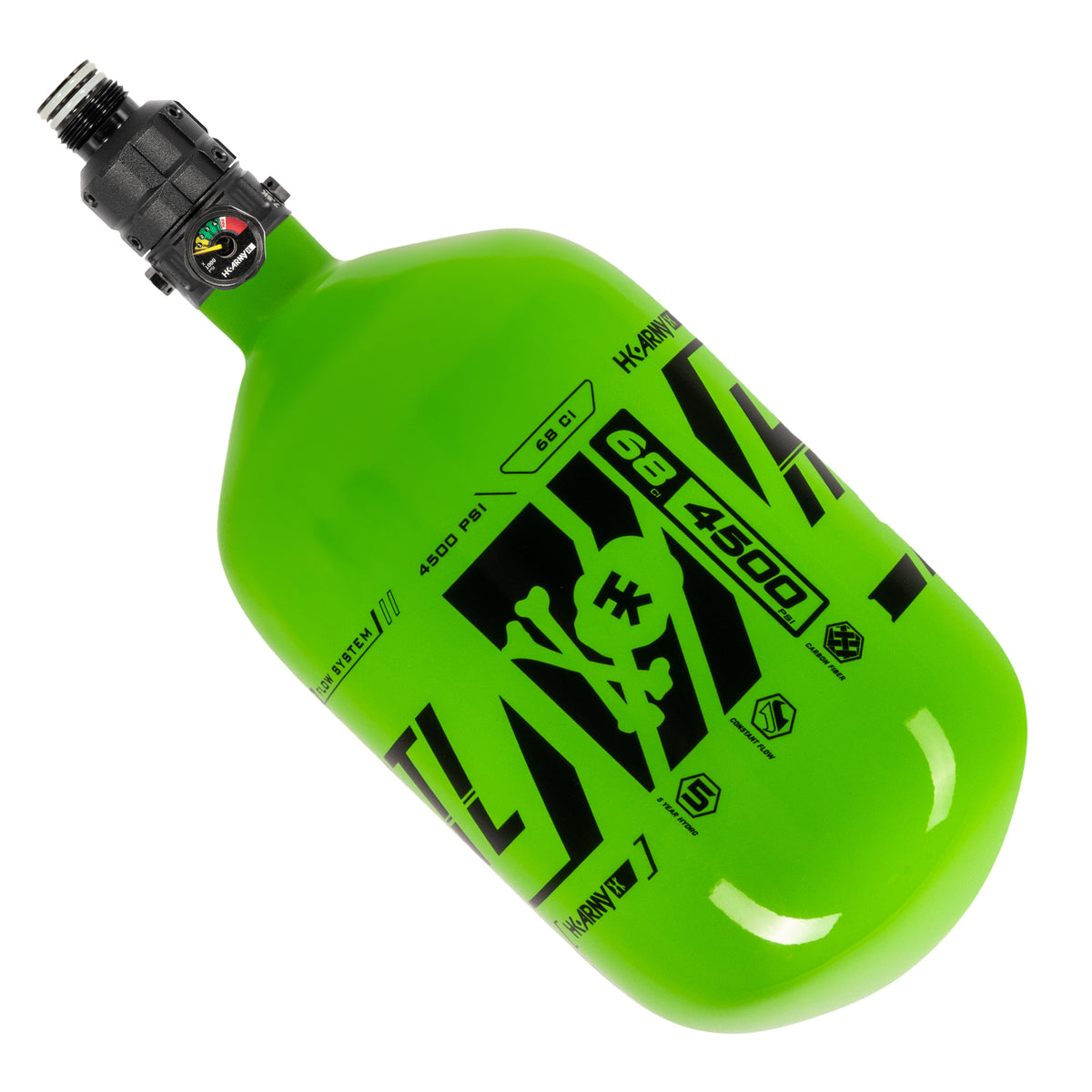Paintball Tank HSTL 68ci 4500 PSI Carbon Fiber PRO (Neon Green
