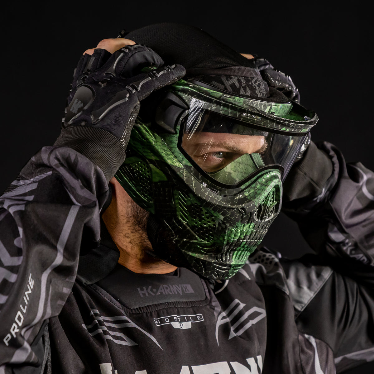 HSTL® Skull Goggle Snake Green w/ Clear Lens