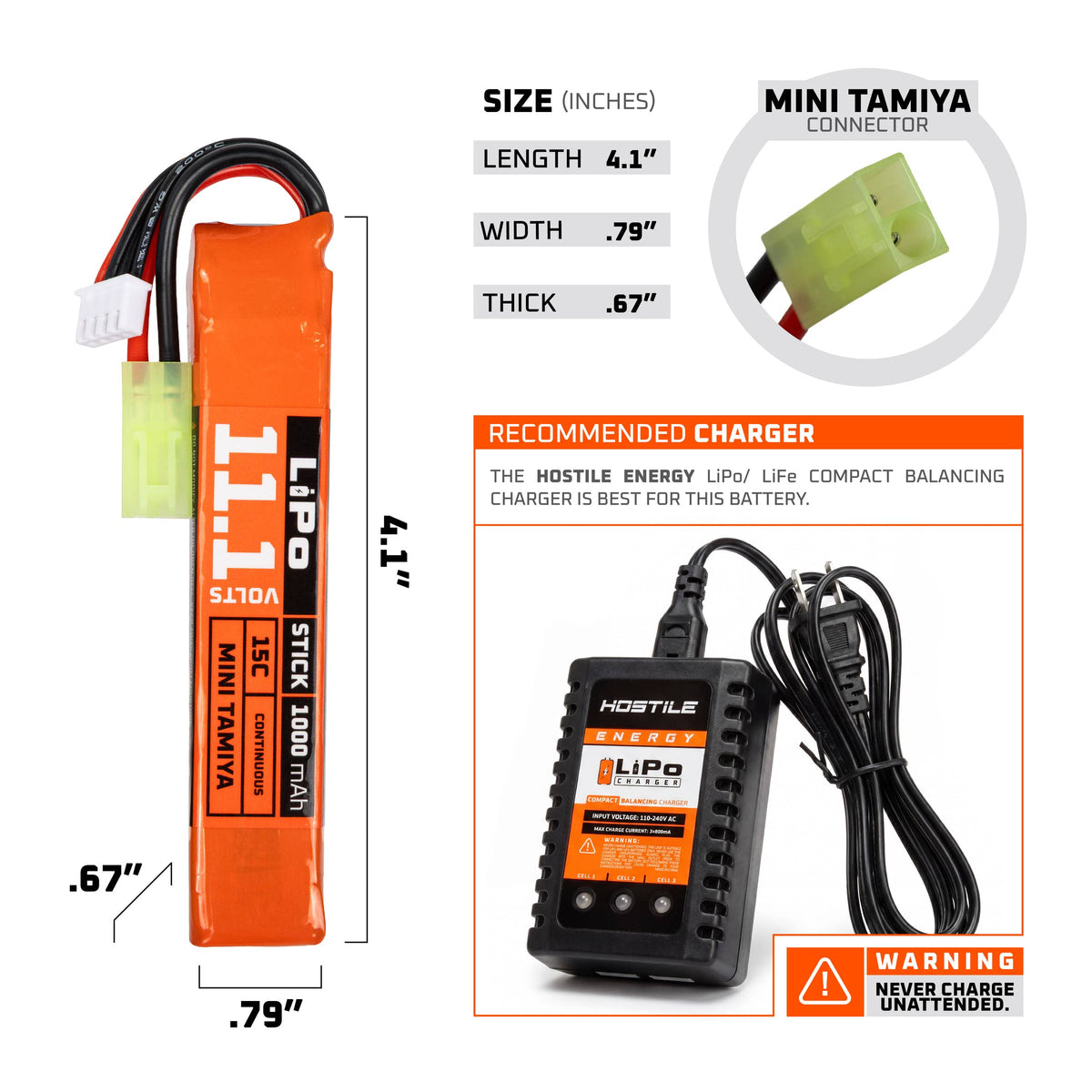 Hostile ENERGY - LiPo Battery 11.1V 1000mAh 15C Stick