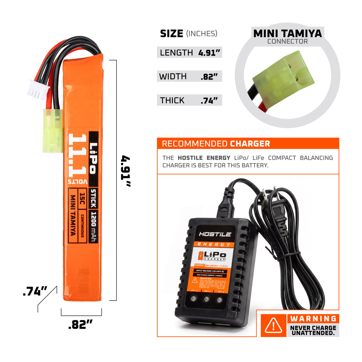 Hostile ENERGY - LiPo Battery 11.1V 1200mAh 15C Stick