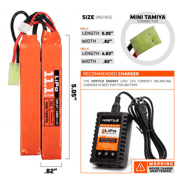 Hostile ENERGY - LiPo Battery 11.1V 1200mAh 15C Split