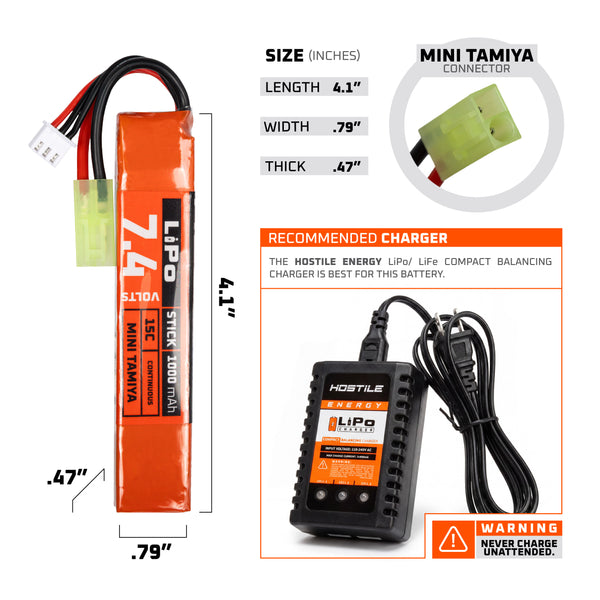 Hostile ENERGY - LiPo Battery 7.4V 1000mAh 15C Stick