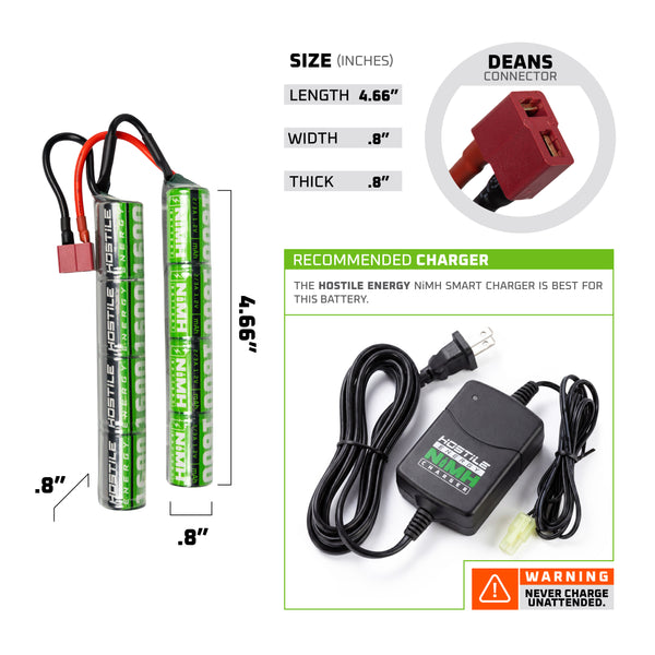Hostile ENERGY - NiMH Battery 9.6V 1600mAh Split (Dean Connector)