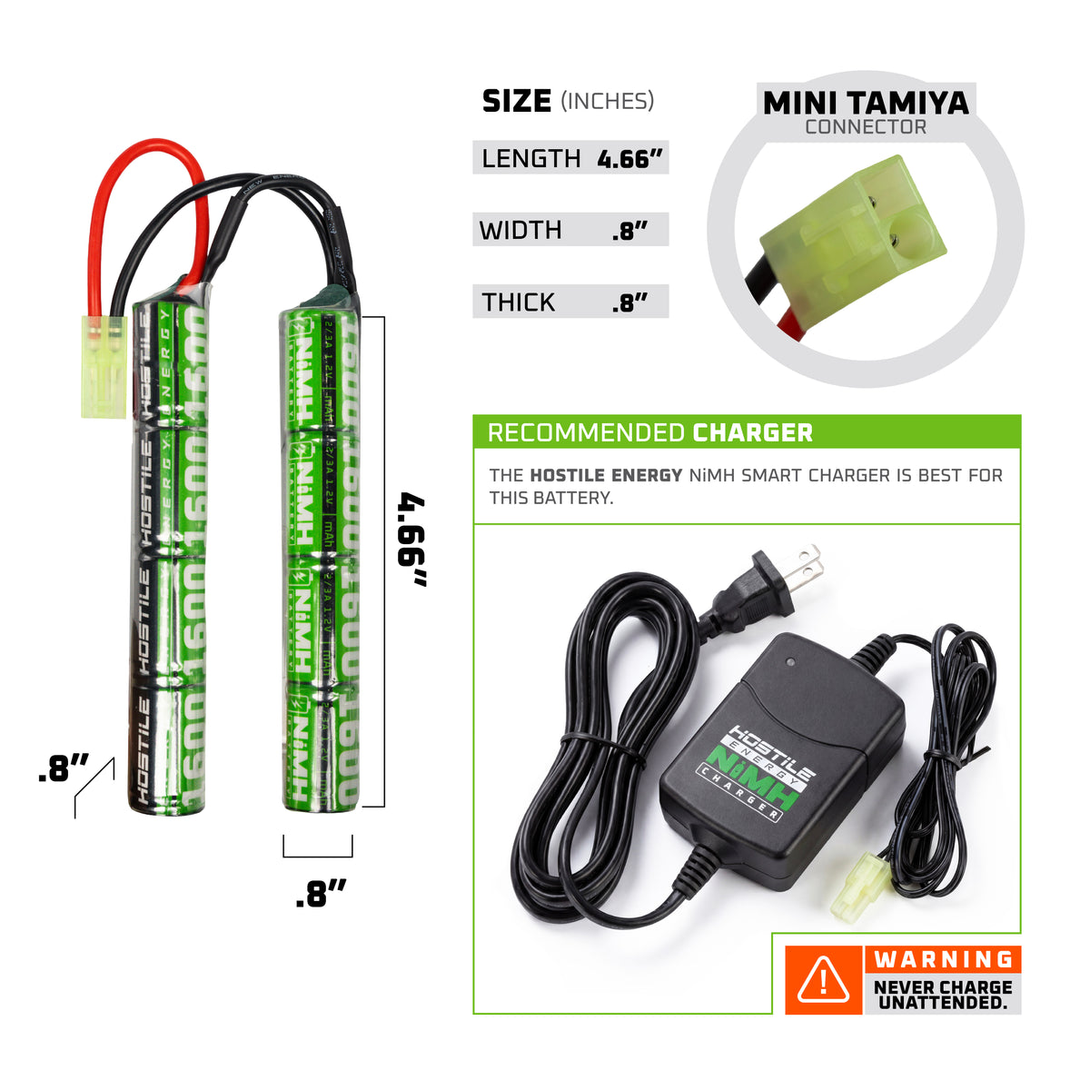 Hostile ENERGY - NiMH Battery 9.6V 1600mAh Split
