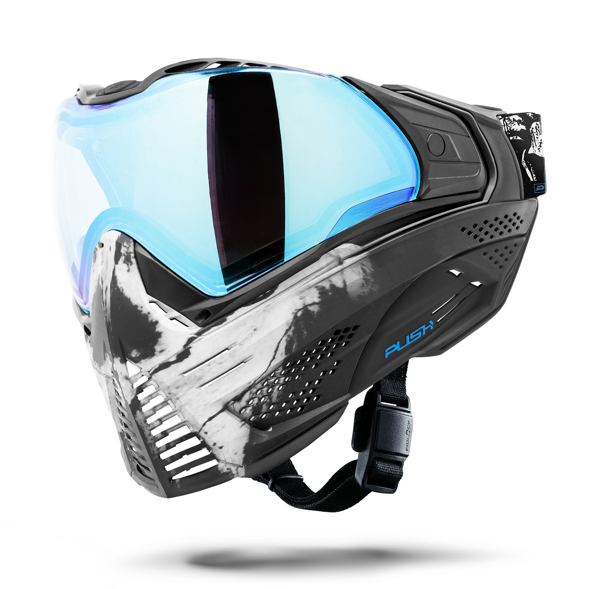 Unite Goggle Mk II  - Warlord Soul (Black/White Skull) - Blue Lens