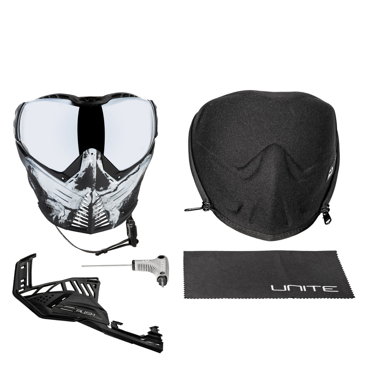 Unite Goggle Mk II - Warlord Omen (Black/White Skull) - Silver Lens