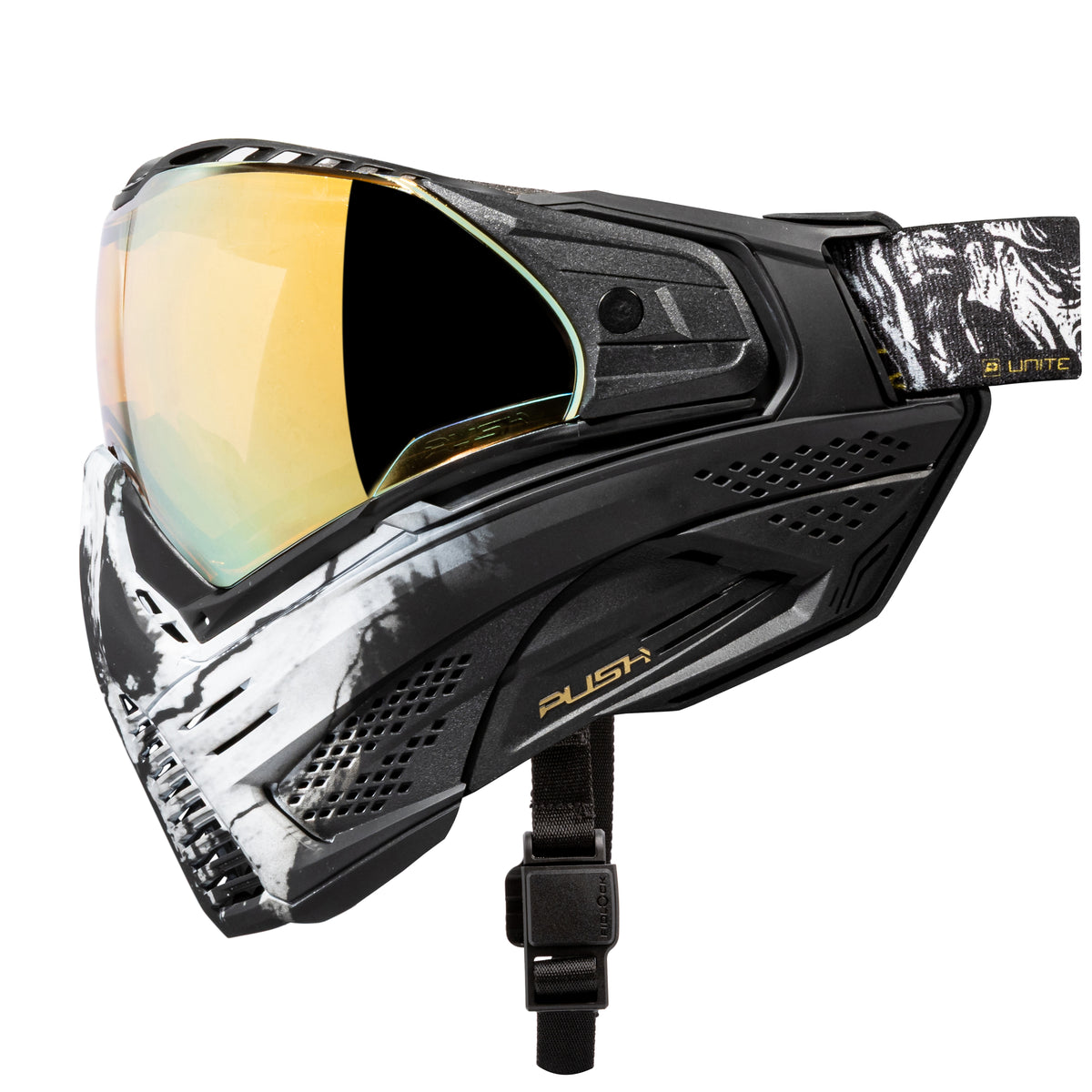 Unite Goggle Mk II - Warlord Enforcer (Black/White Skull) - Gold Lens