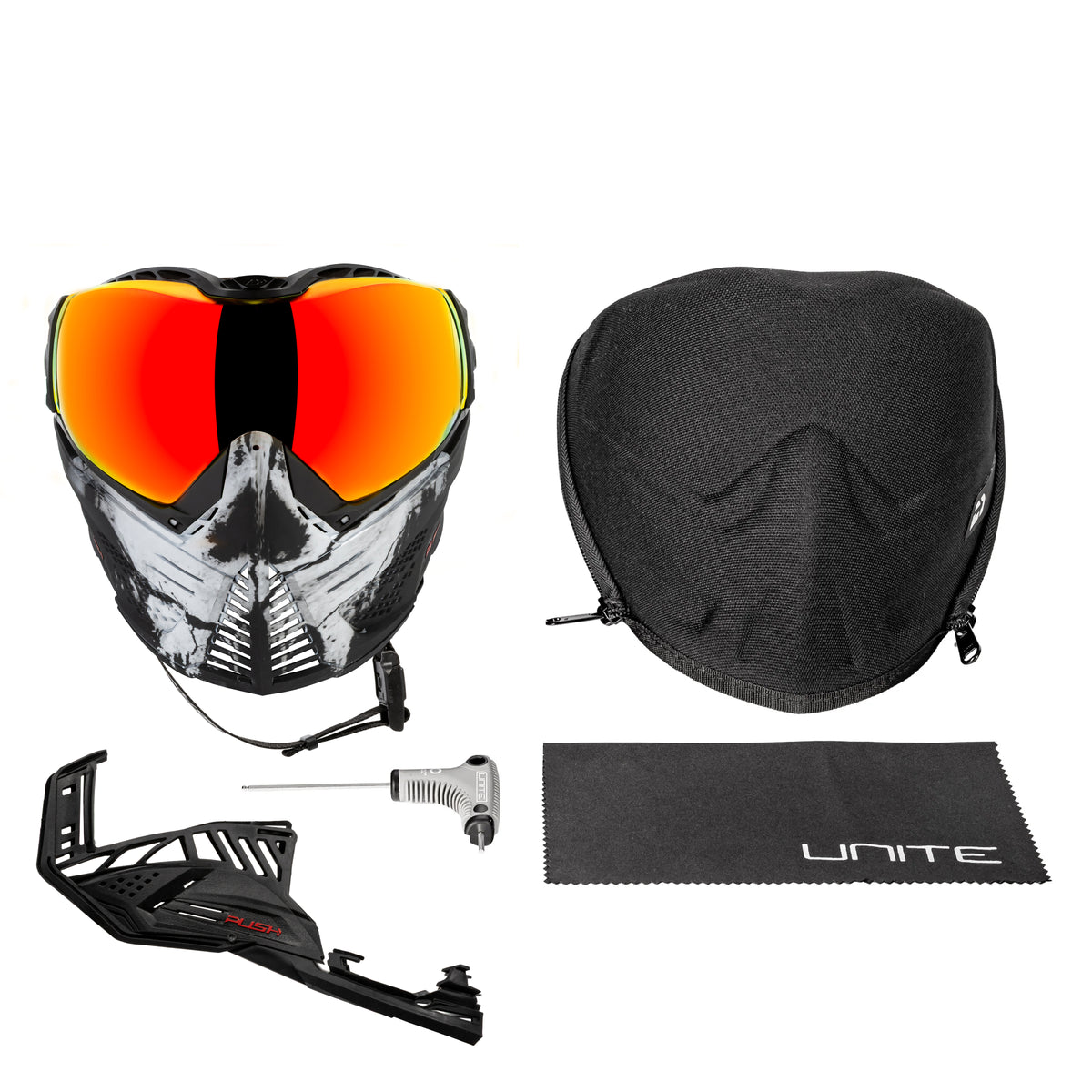 Unite Goggle Mk II - Warlord Viper (Black/White Skull) - Red Lens
