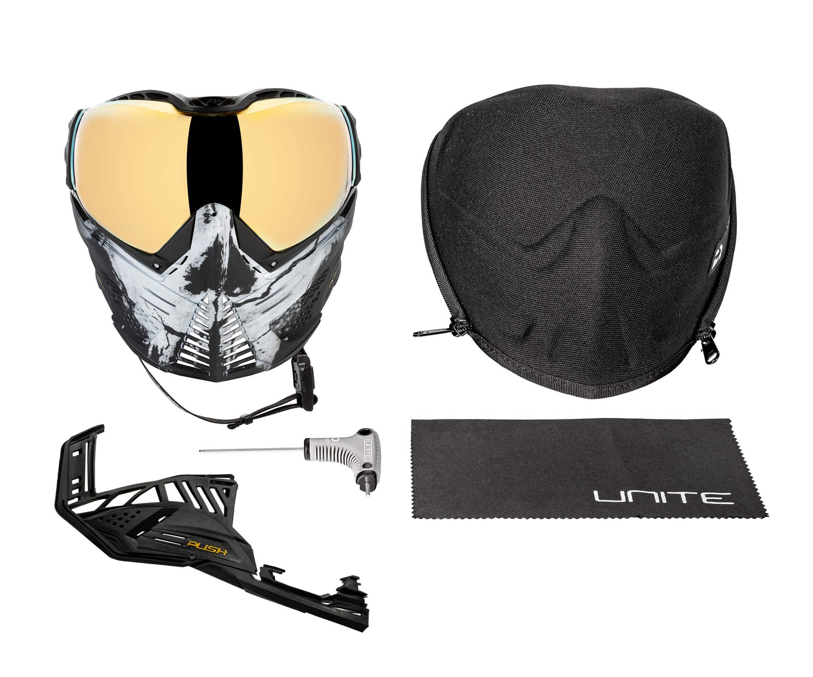 Unite Goggle Mk II - Warlord Enforcer (Black/White Skull) - Gold Lens