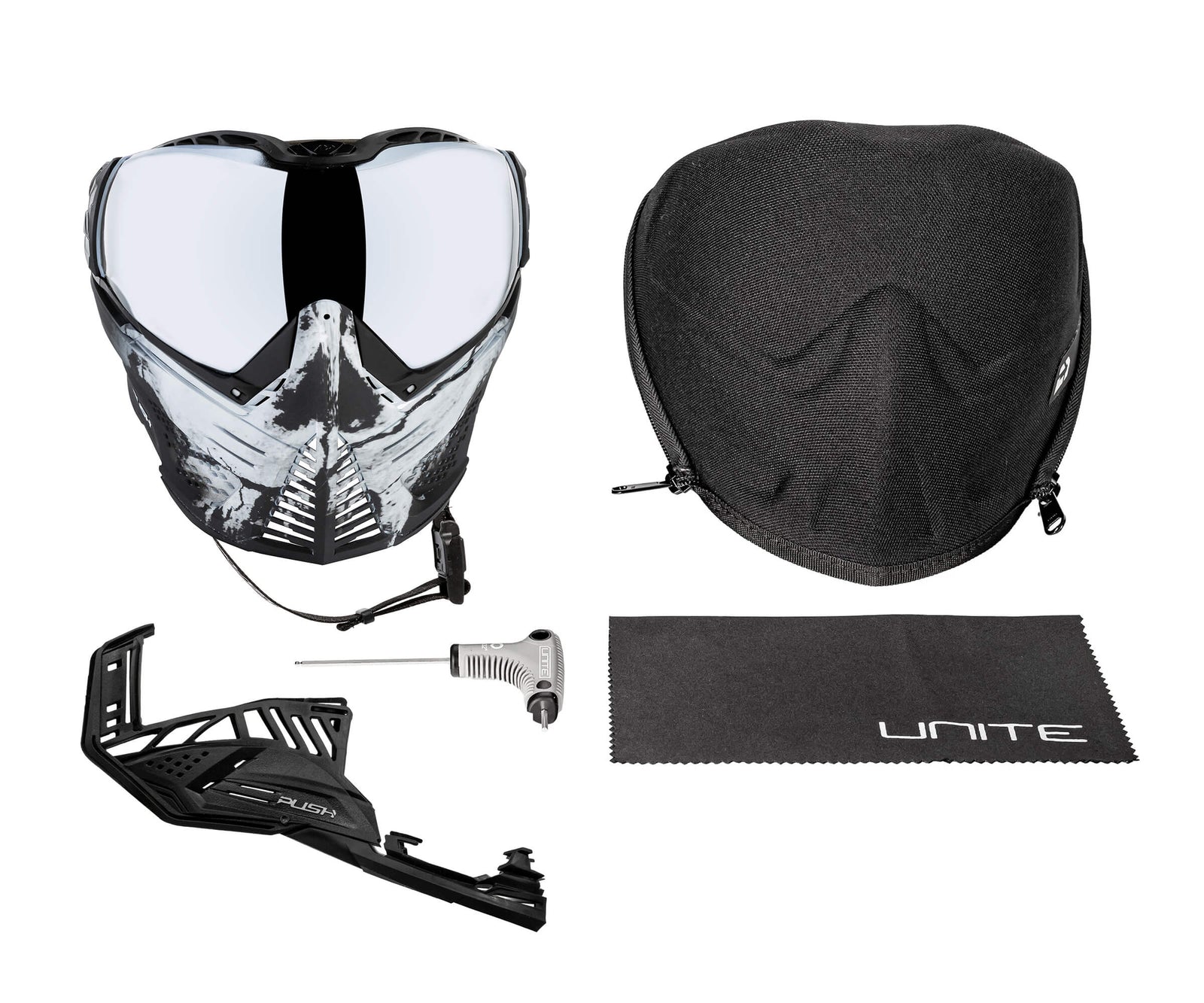 Unite Goggle Mk II - Warlord Omen (Black/White Skull) - Silver Lens