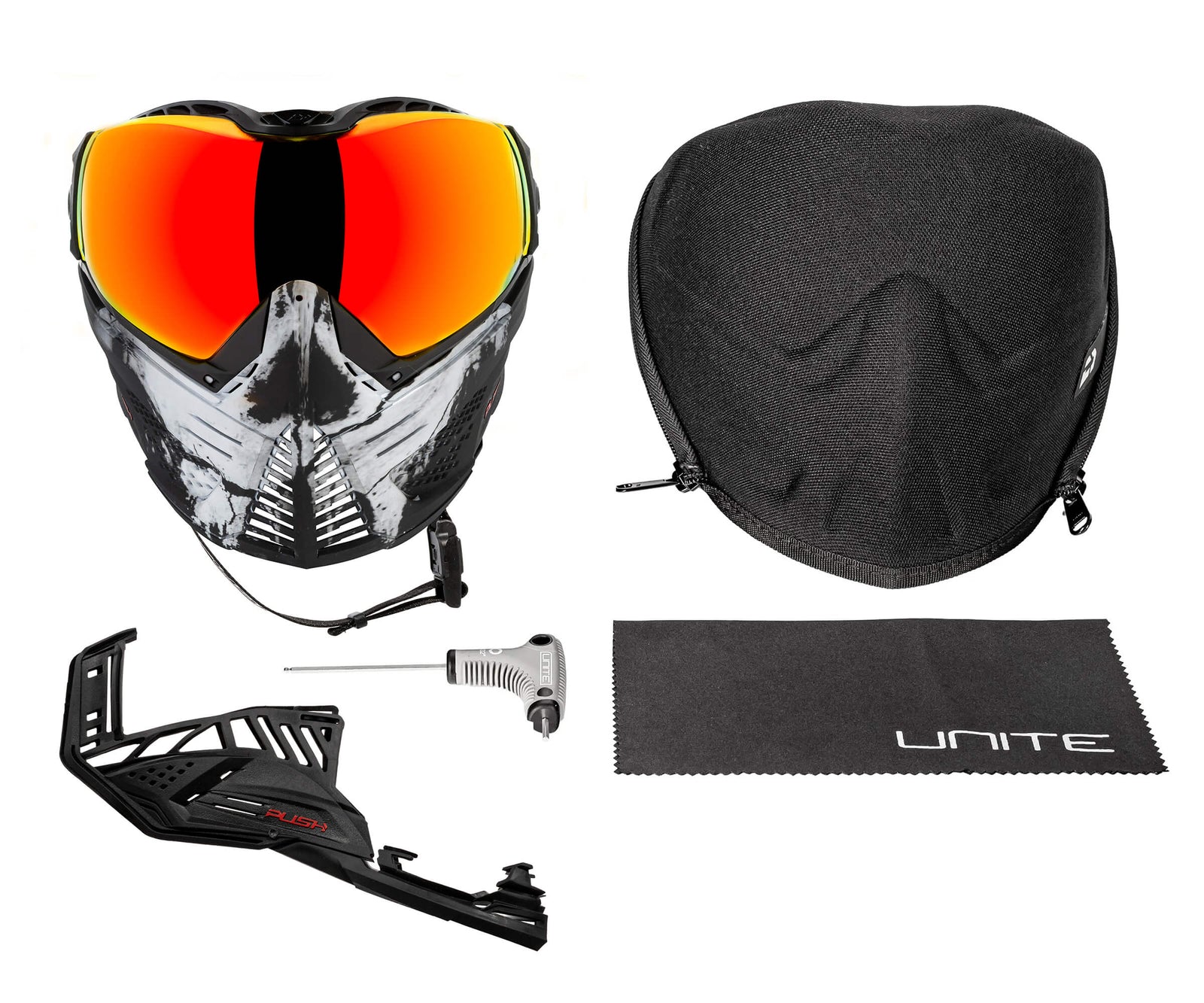 Unite Goggle Mk II - Warlord Viper (Black/White Skull) - Red Lens