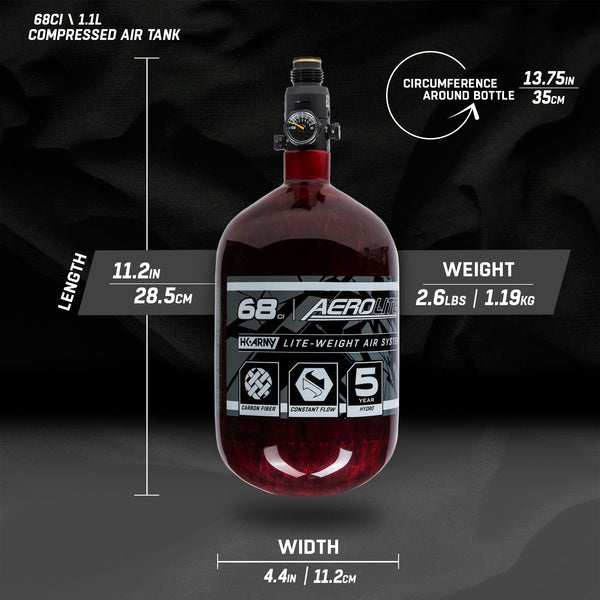 AeroLite Carbon Fiber Tank - 48ci / 4500psi  - Red