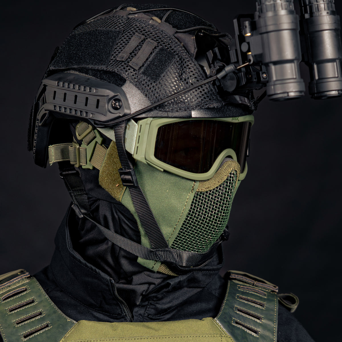 BSX Outlaw Mesh Mask - OD Green