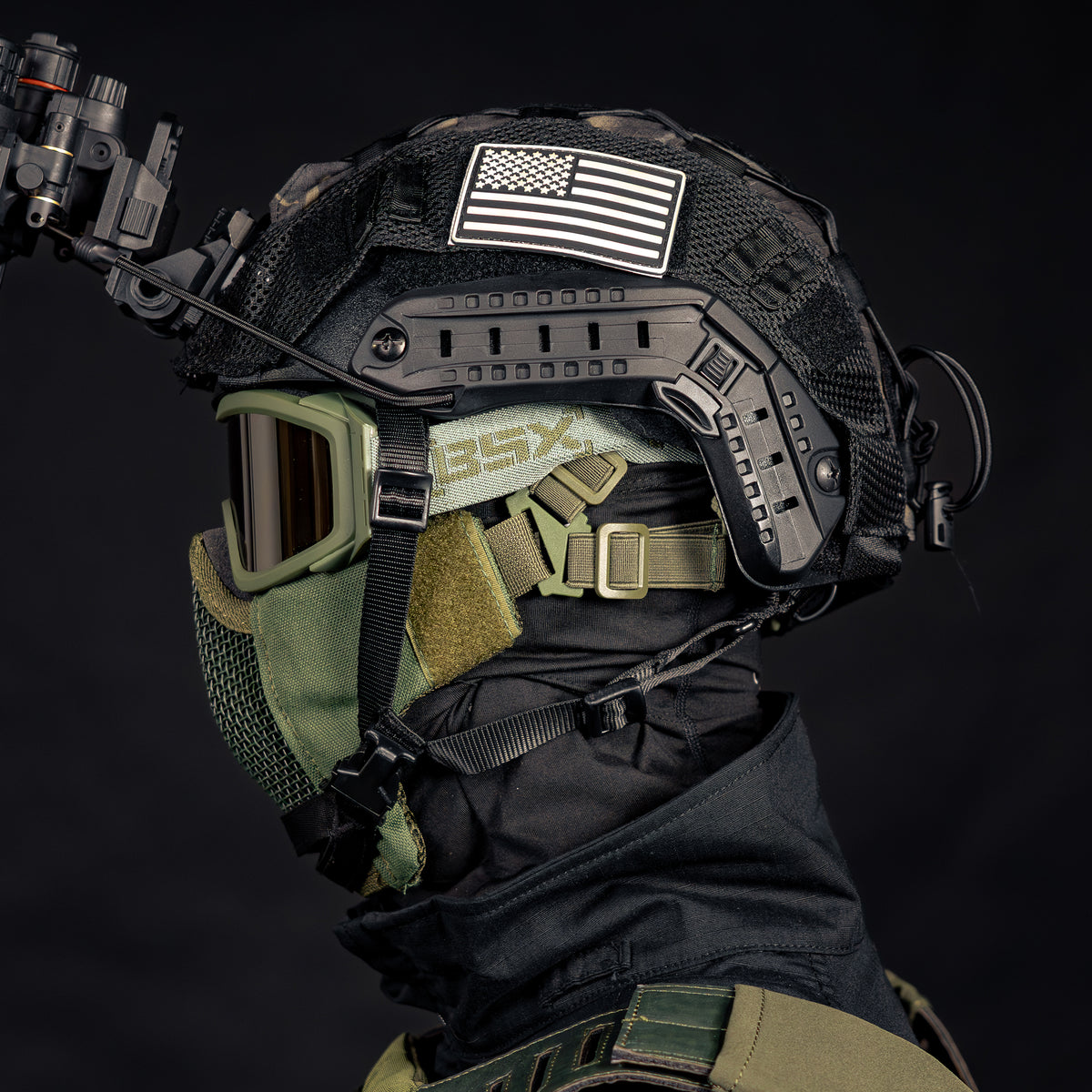 BSX Outlaw Mesh Mask - OD Green