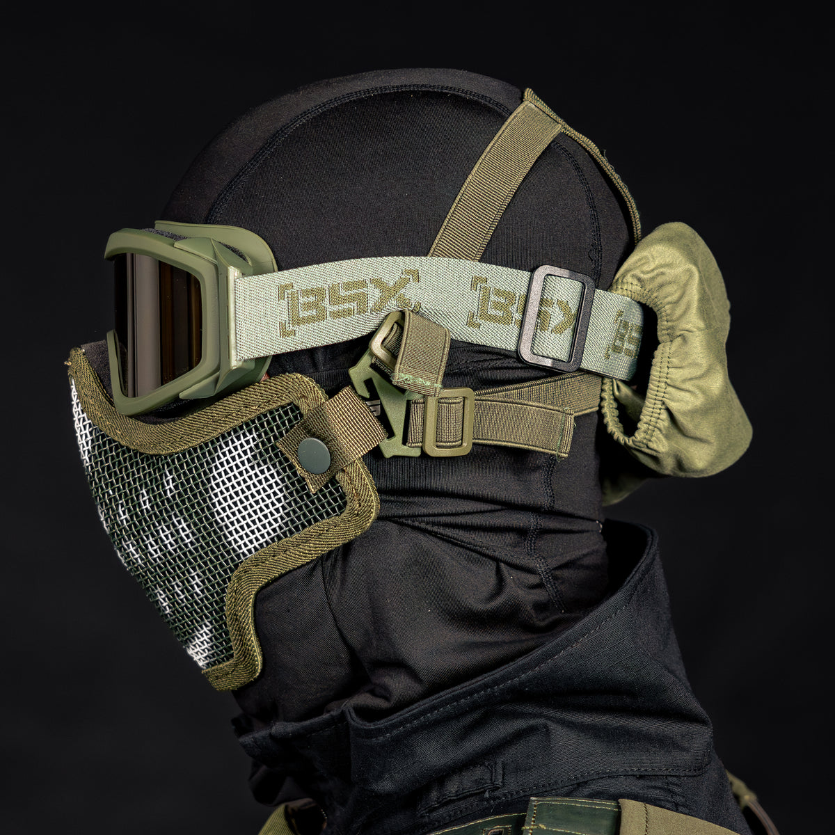 BSX Ranger SKULL Mesh Mask - OD Green