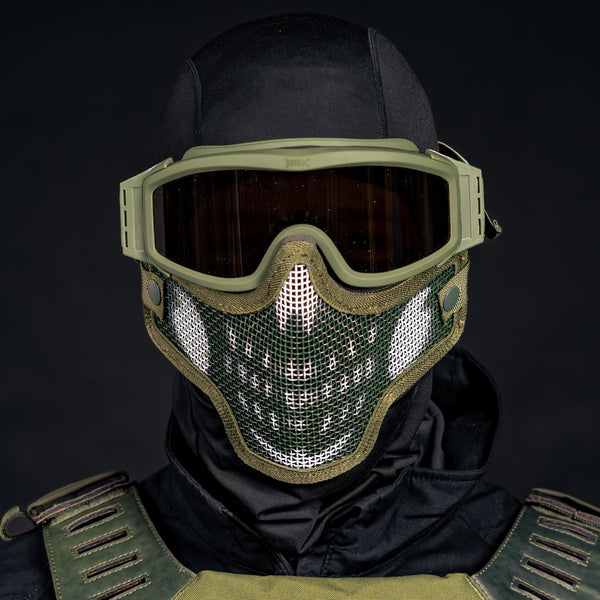 BSX Ranger SKULL Mesh Mask - OD Green