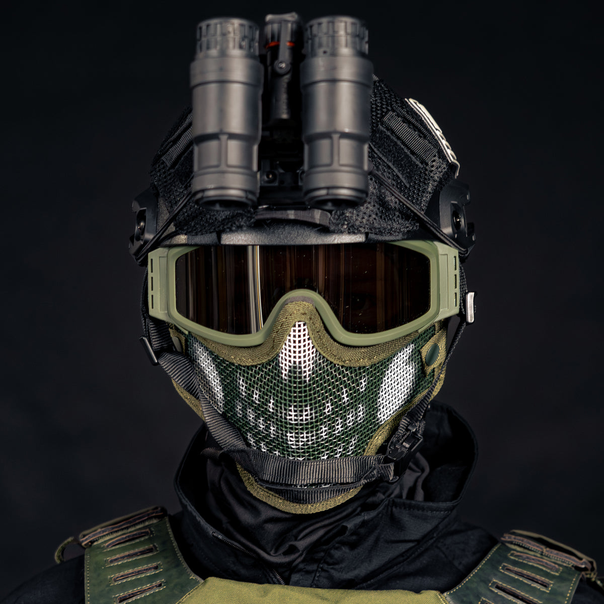 BSX Ranger SKULL Mesh Mask - OD Green