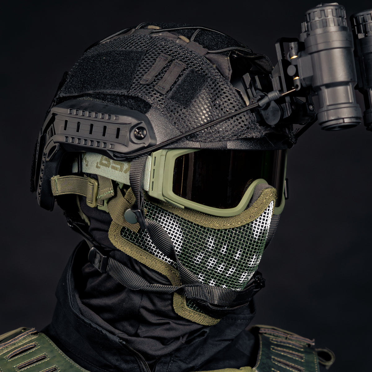 BSX Ranger SKULL Mesh Mask - OD Green