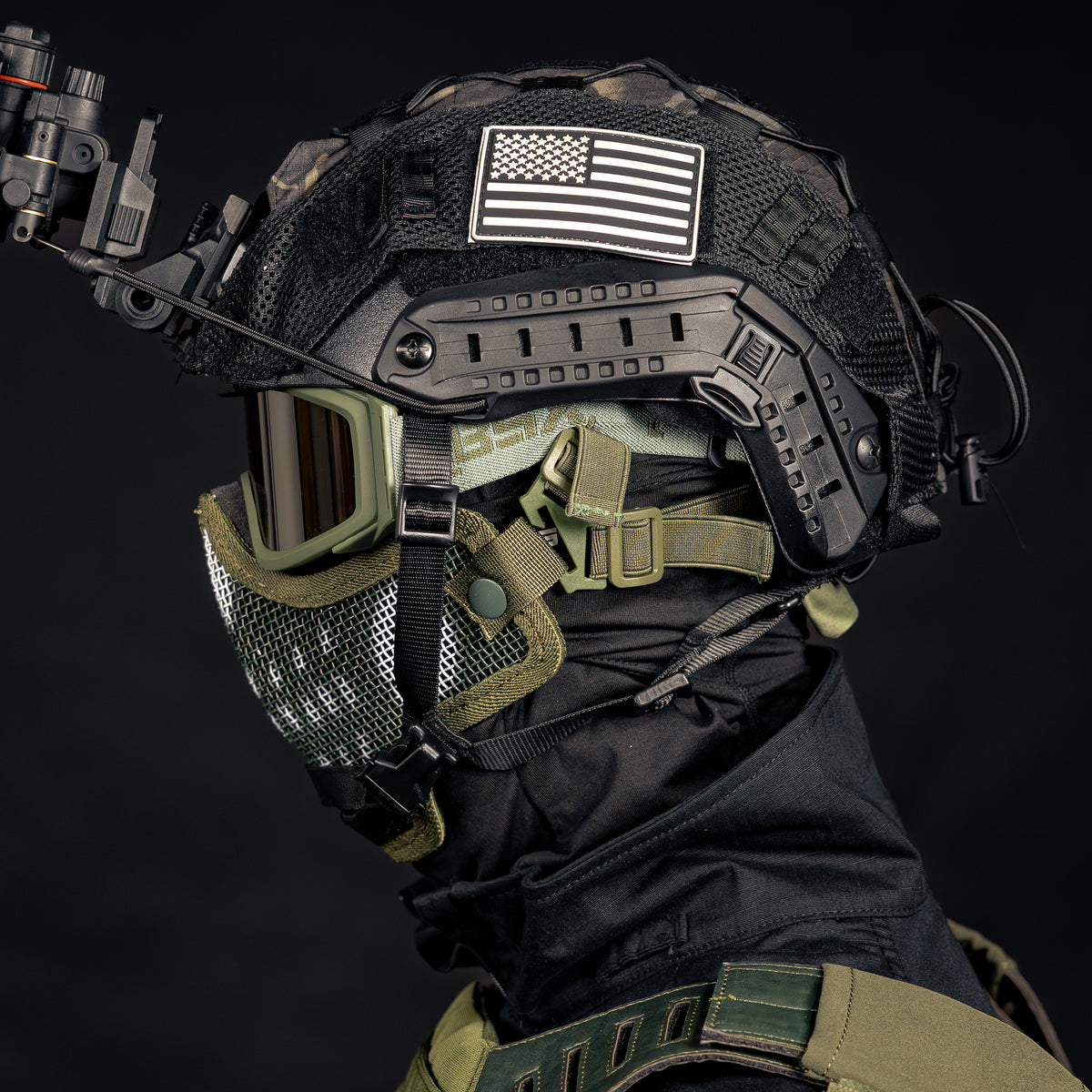 BSX Ranger SKULL Mesh Mask - OD Green