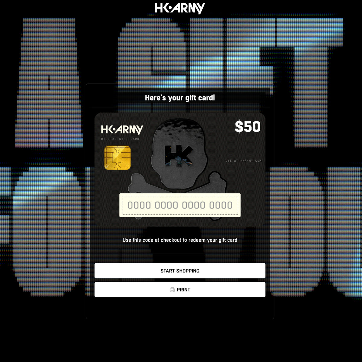 HK Army Gift Card