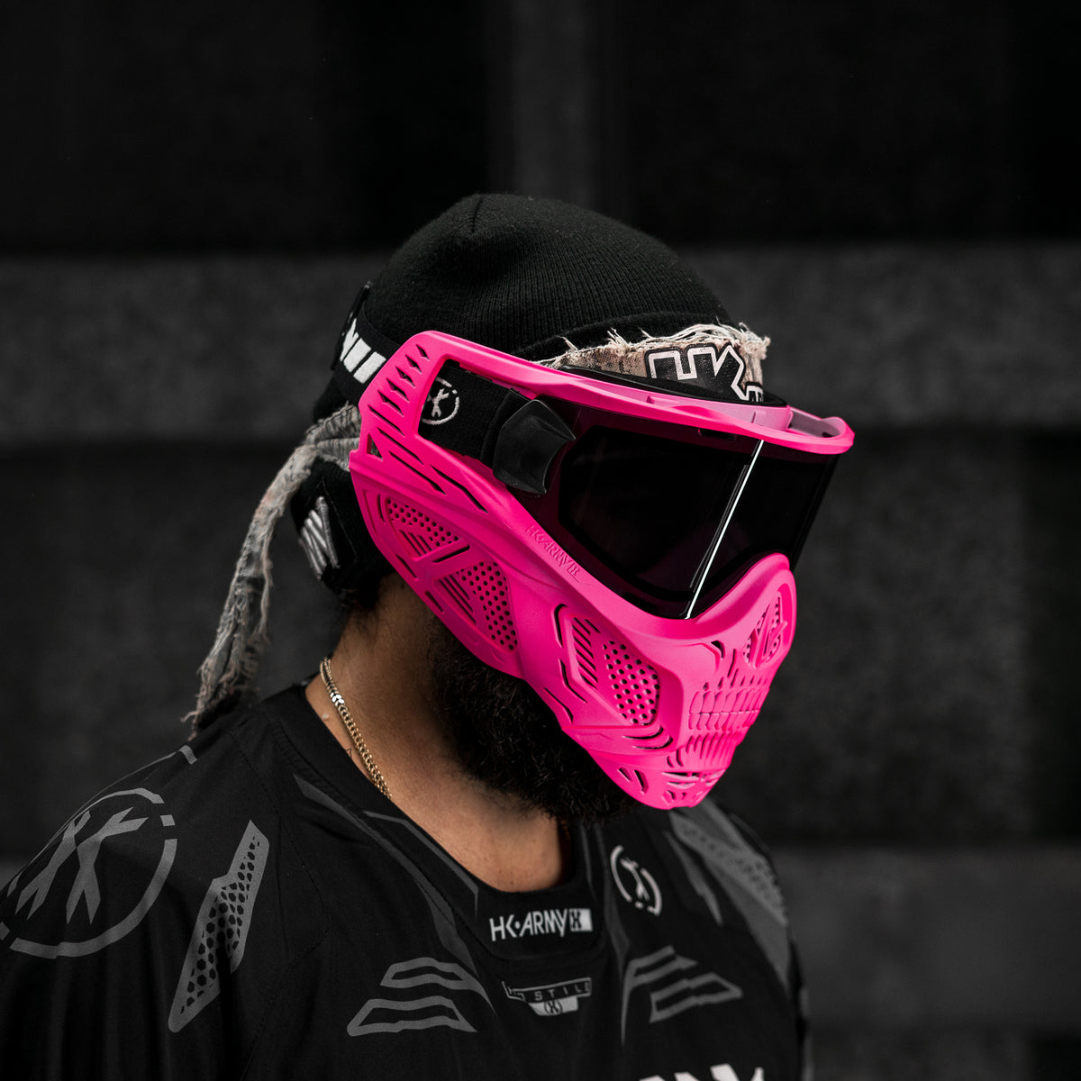paintball goggle HSTL Skull Goggle Neon Pink w/ Smoke Lens
