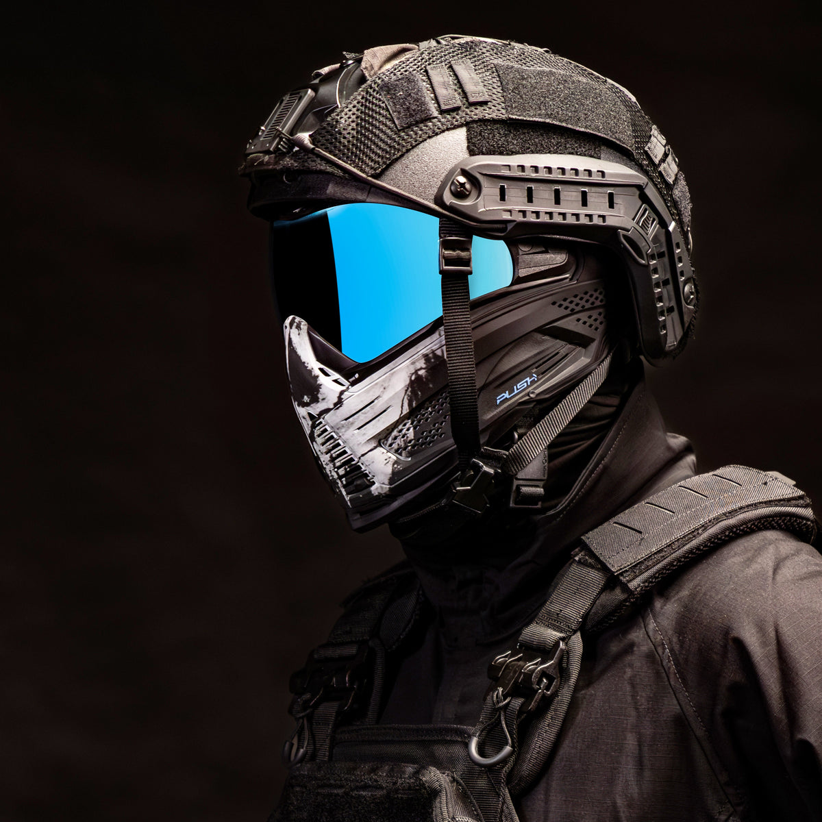 Unite Goggle Mk II  - Warlord Soul (Black/White Skull) - Blue Lens