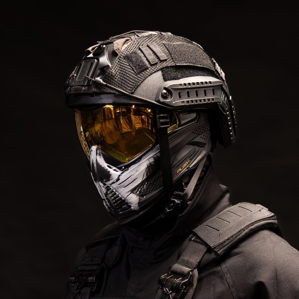 Unite Goggle Mk II - Warlord Enforcer (Black/White Skull) - Gold Lens