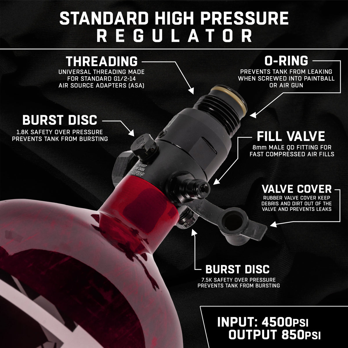 AeroLite Carbon Fiber Tank - 48ci / 4500psi  - Red