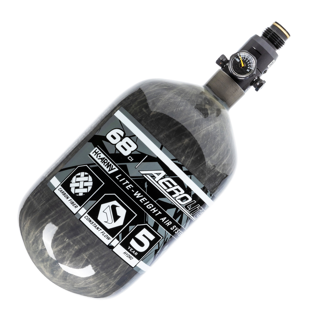 AeroLite Carbon Fiber Tank - 68ci / 4500psi - Smoke | HK Army DOT 68ci 4500Psi カーボンファイバーペイントボールタンクシステム、ブラックPCPエアタンク、HPA Ttank ペイ
