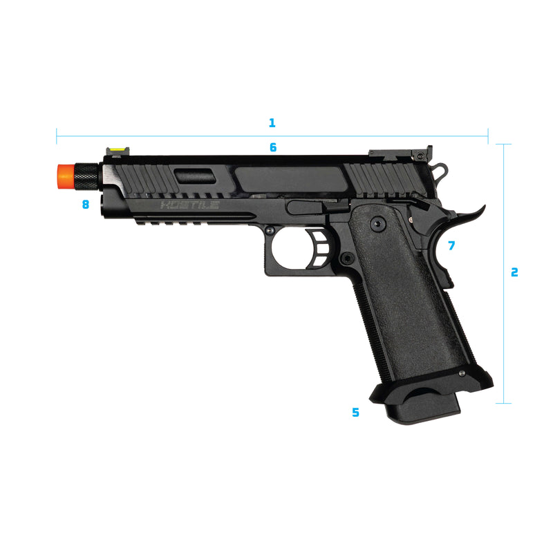 Hostile HI-CAPA - GHOUL - CO2 Blow Back Pistol - Black - Technical Specifications