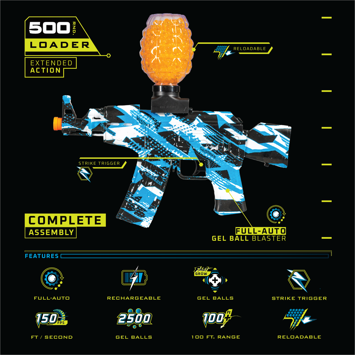 Apex AK Rapid Blaster - GelStrike - Blue | HK Army Apex AK Rapid Blaster - GelStrike - Blue | HK Army