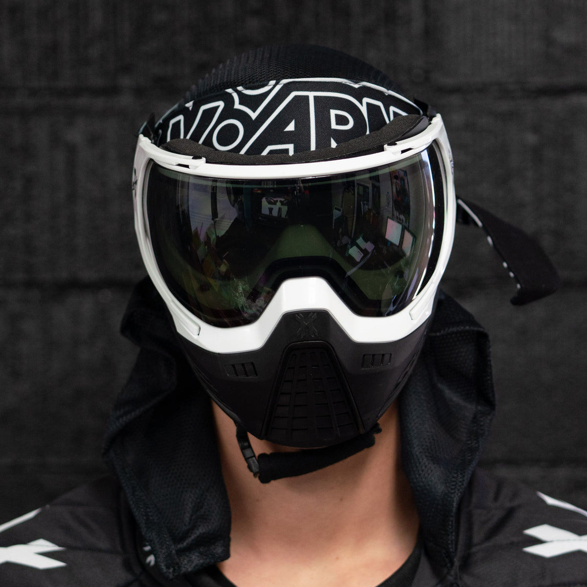 black helmet white goggles KLR Goggle Blackout White (White/Black)