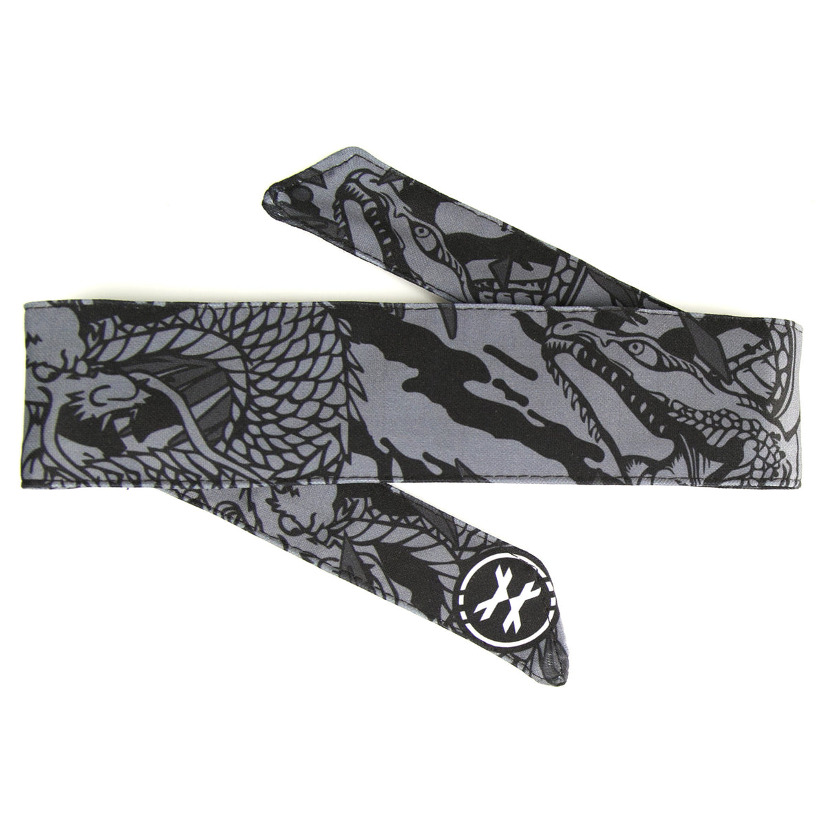 Bandeau de soie 13x140, twill de soie imprimé Rosaces Monogramme