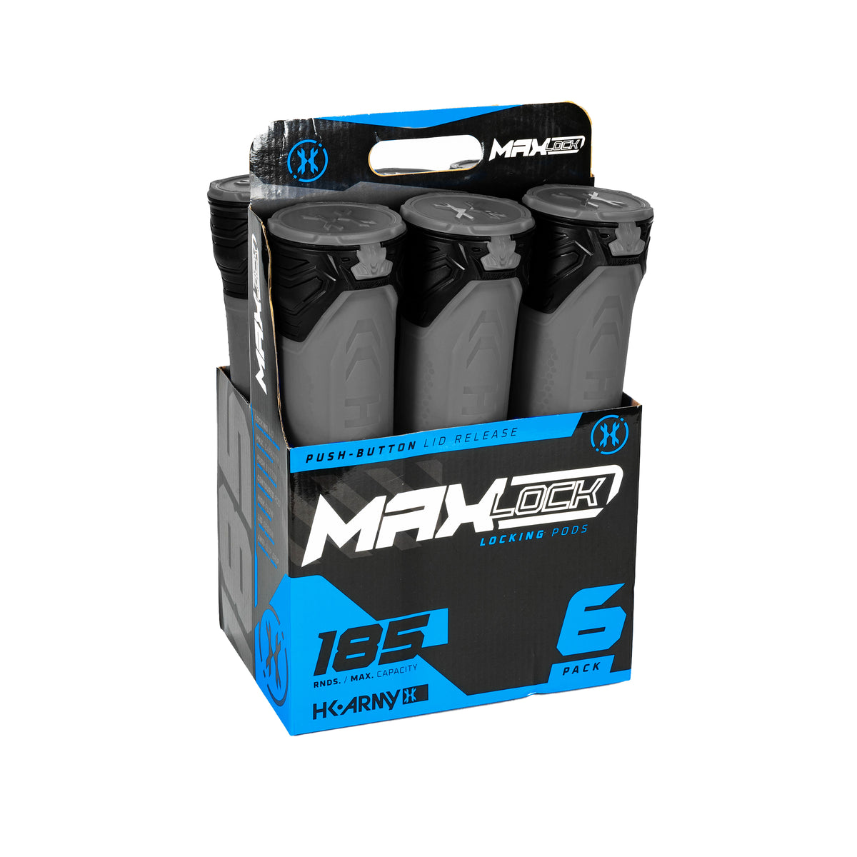 MaxLock Pods - Lock Lid 185 Rounds - Graphite 6-Pack | HK Army