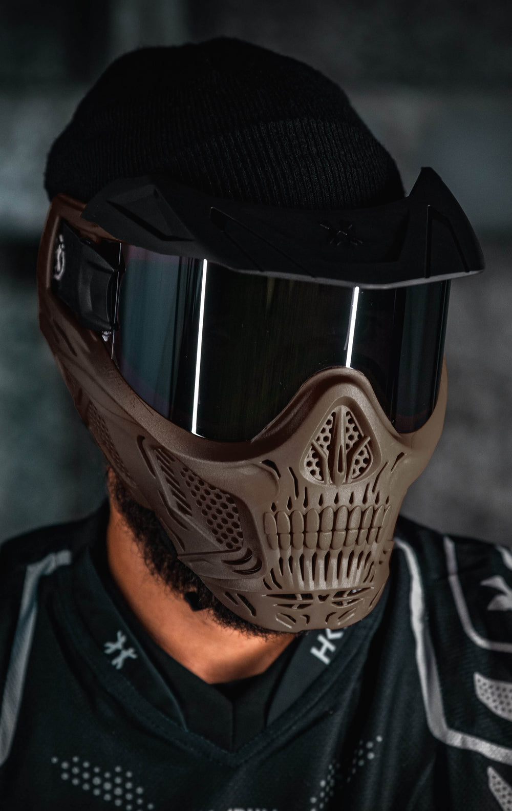 Tan Frame with Smoke Lens and Universal Black Visor.