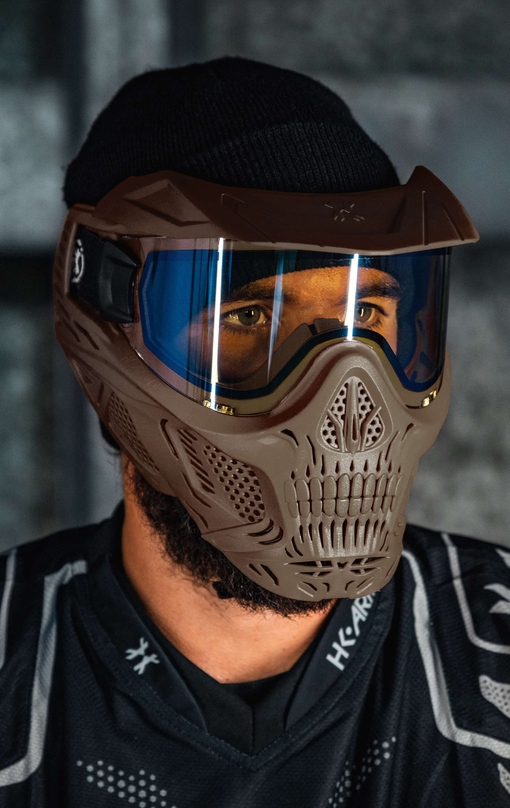 Tan Frame with Ice Lens and Universal Brown Visor.