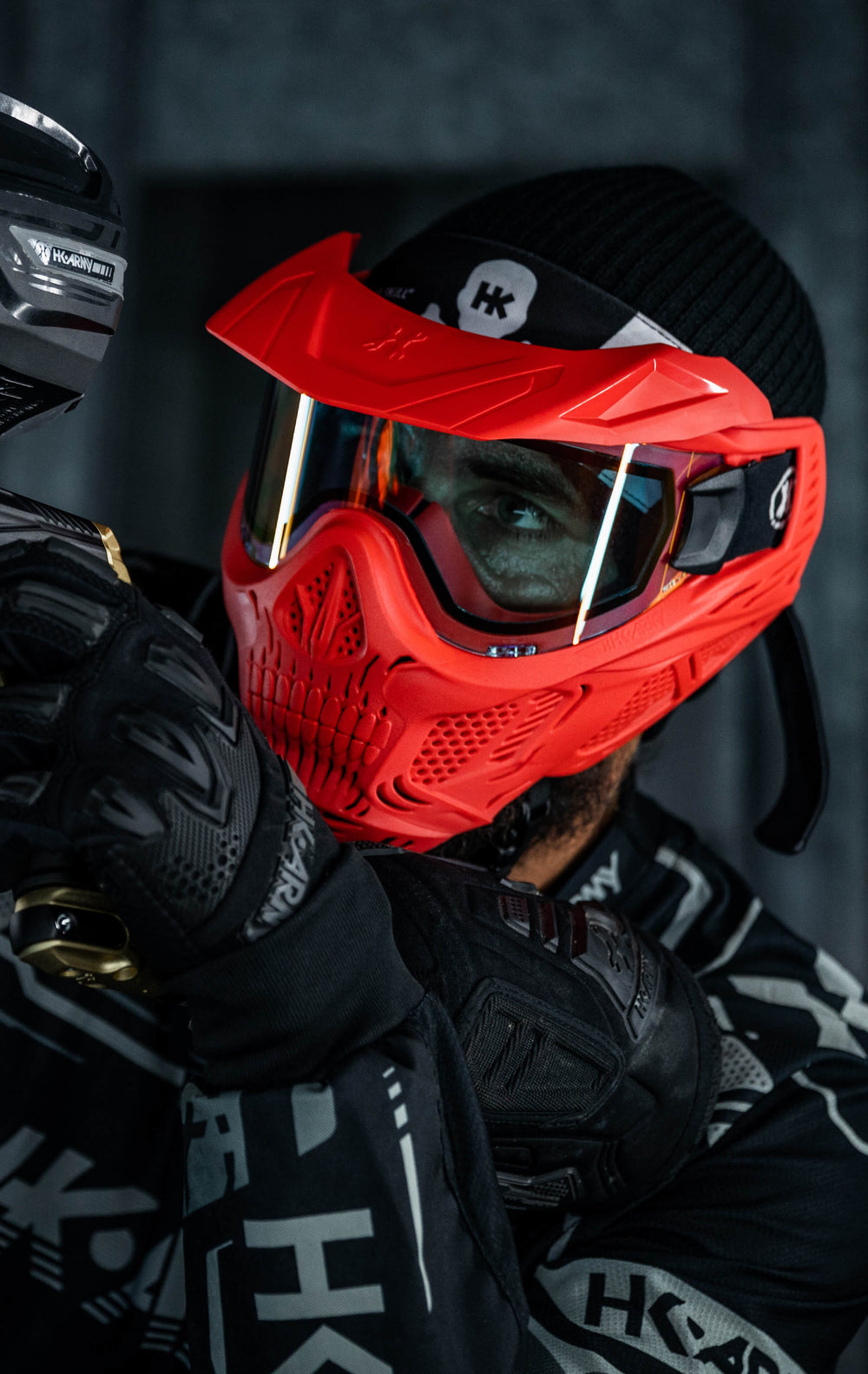 Red Frame with Fire Lens and Universal Red Visor.