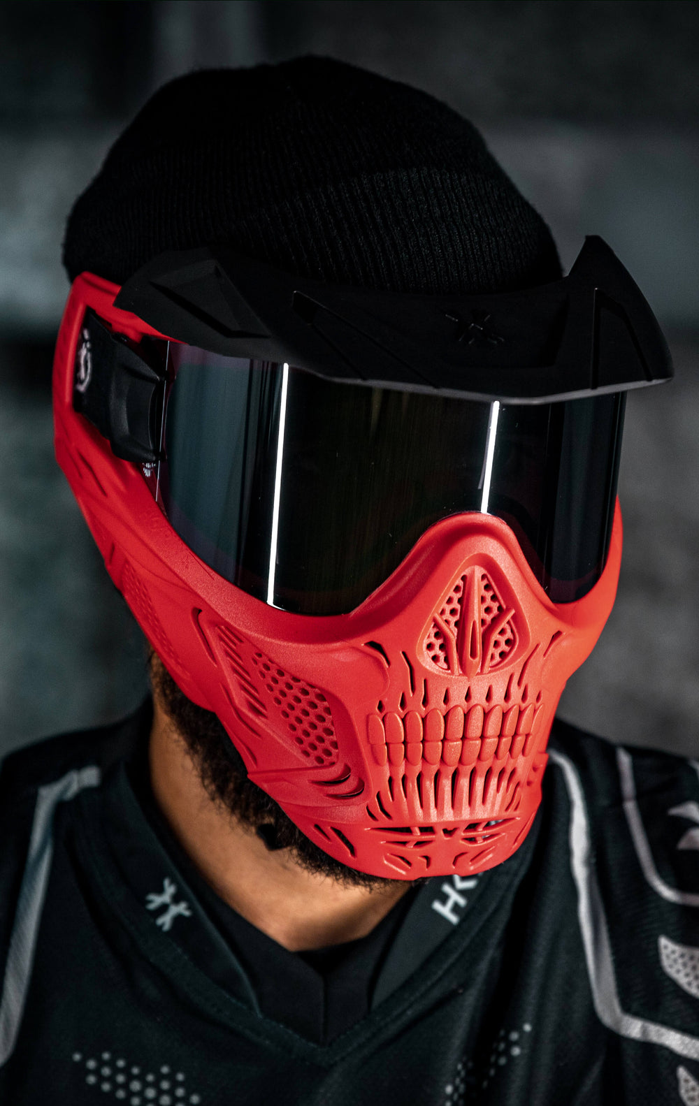Red Frame with Smoke Lens and Universal Black Visor.