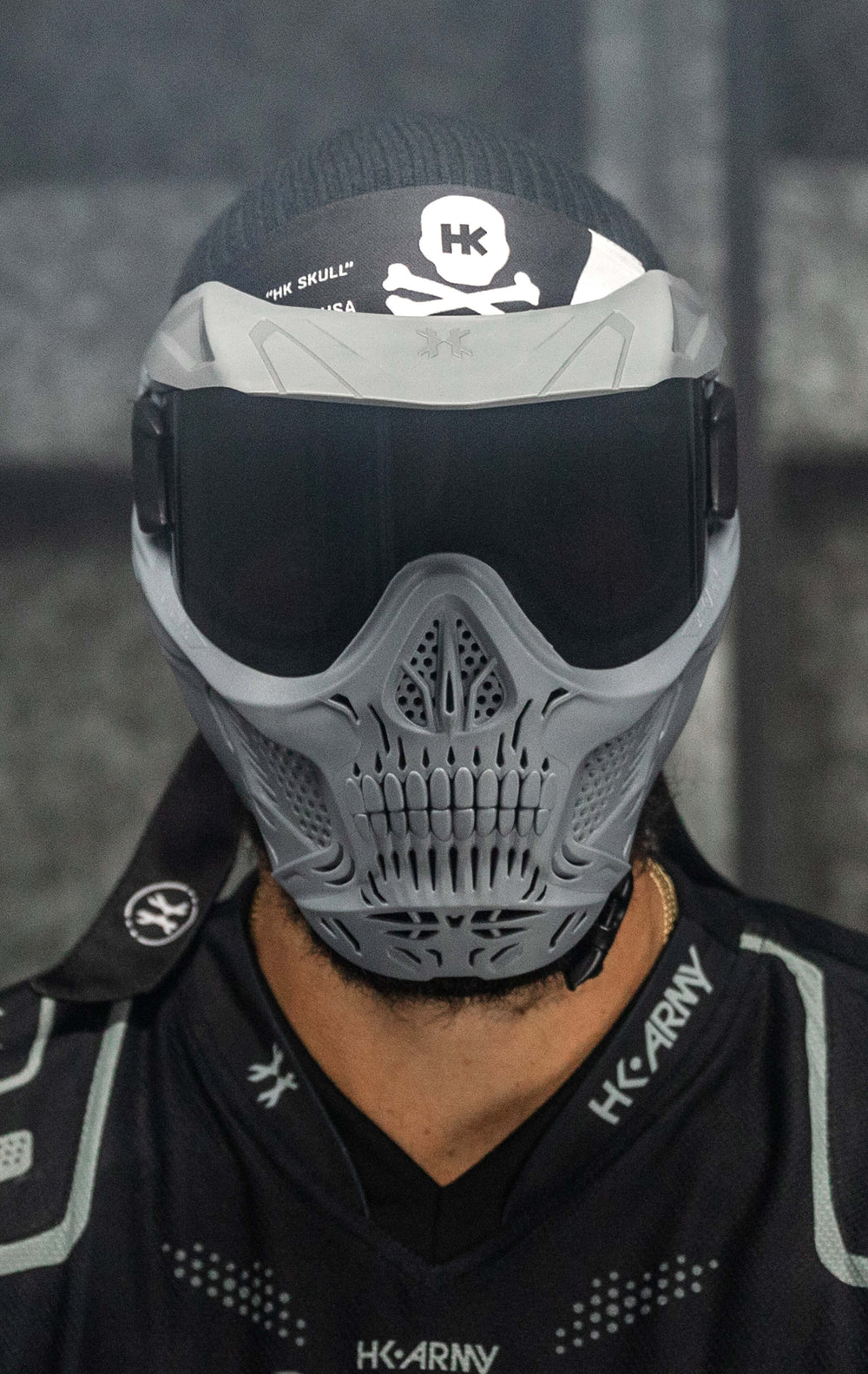 Grey HSTL Skull Goggle with Smoke Lens and Universal Grey Visor.