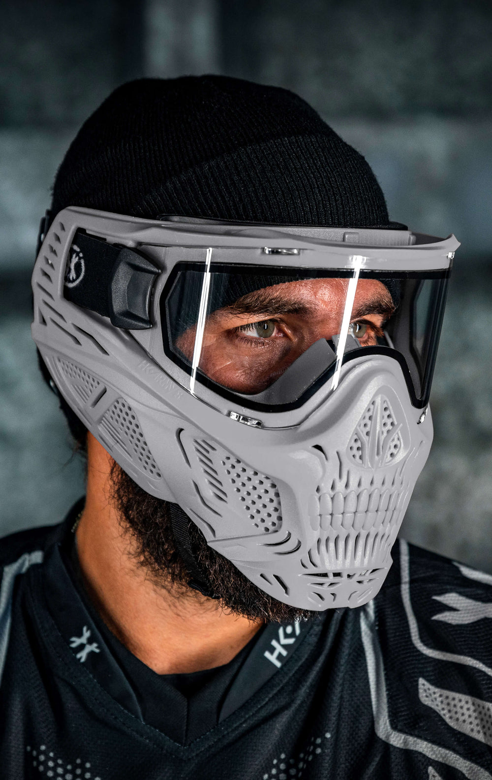 Grey HSTL Skull Goggle with Clear Lens.