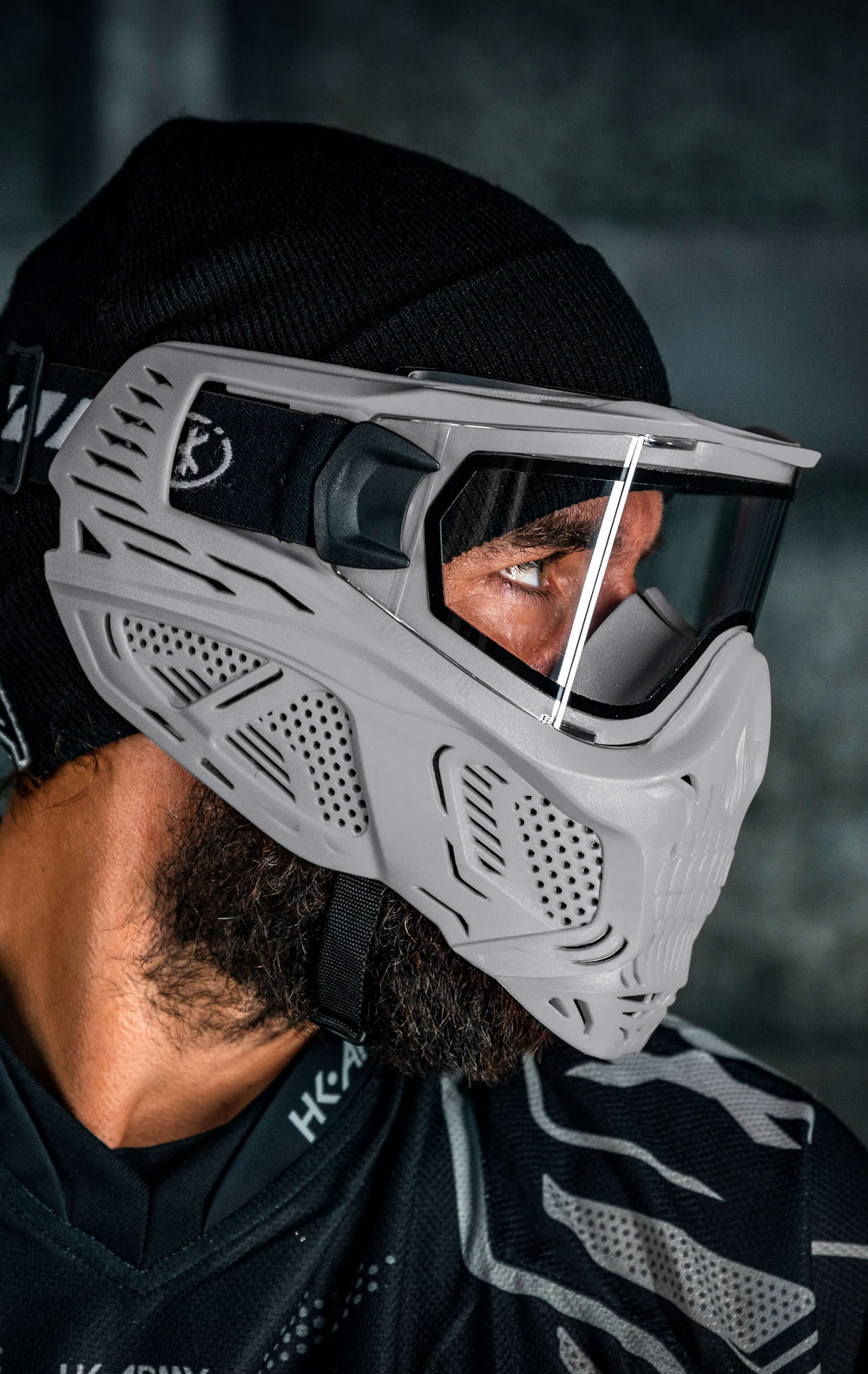 Grey HSTL Skull Goggle with Clear Lens.