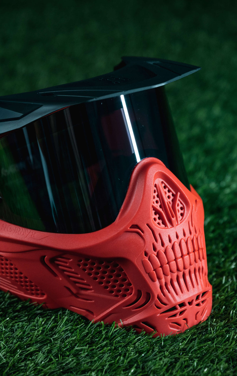Red HSTL Skull Goggle with Smoke Lens and Universal Black Visor.