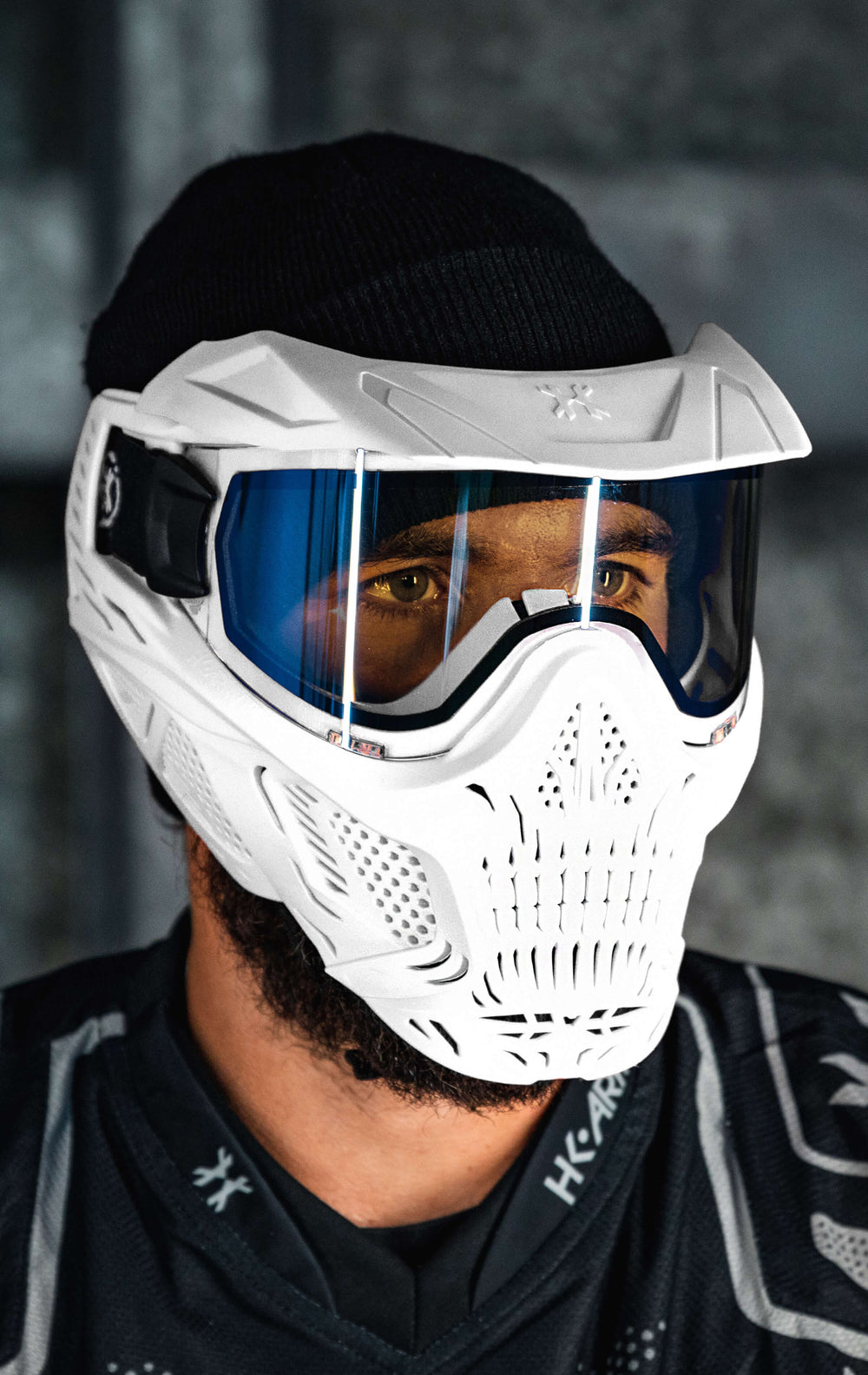 White Frame with Ice Lens and Universal White Visor.