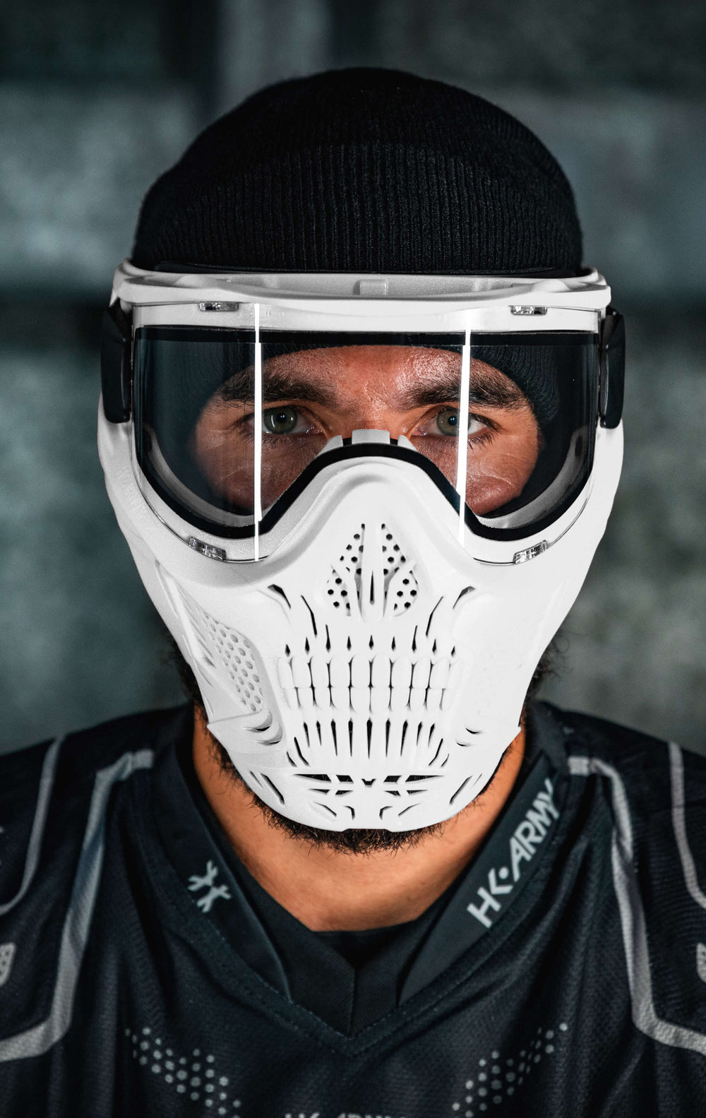 White HSTL Skull Goggle with Clear Lens.