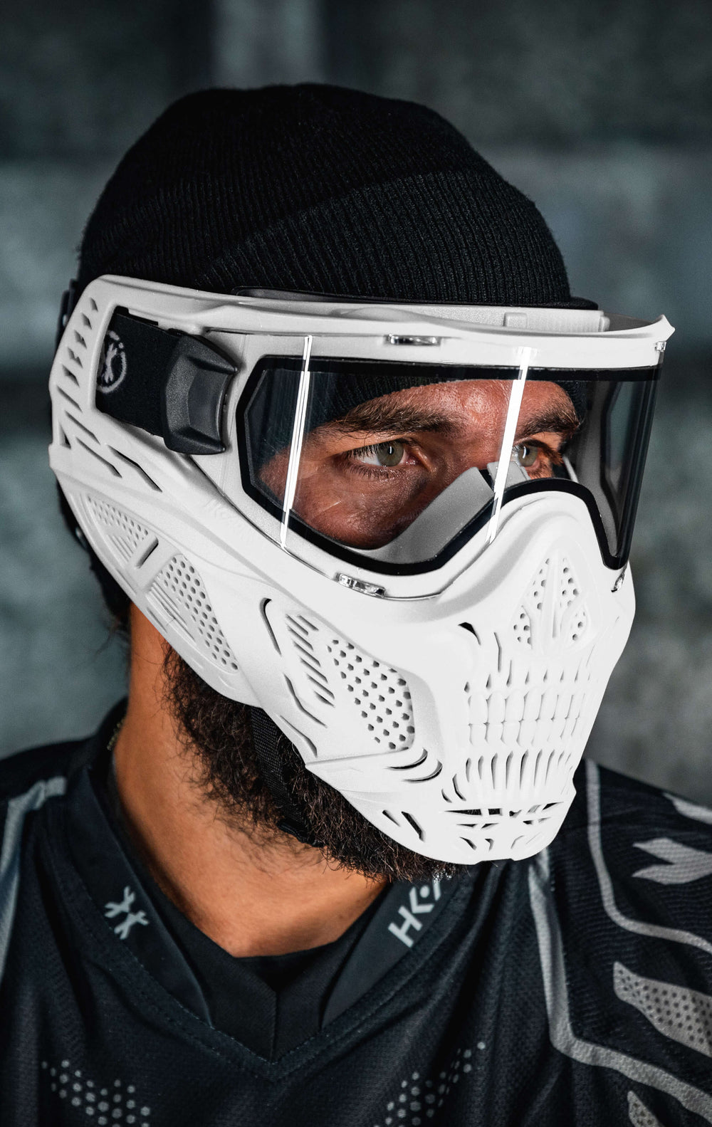 White HSTL Skull Goggle with Clear Lens.